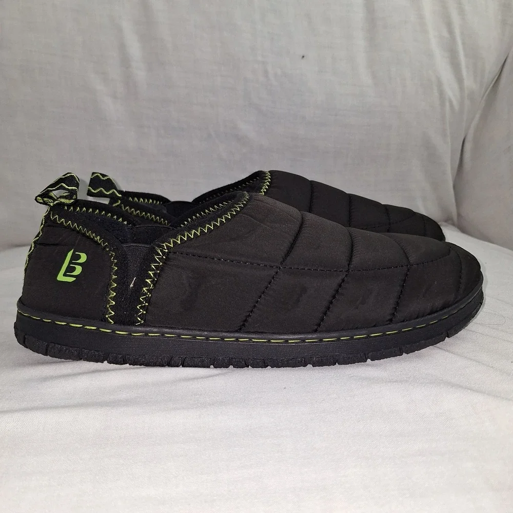 LongBay Black Size 9 Quilted Puffer Slip On Indoor Outdoor Slippers Mens Slip on
